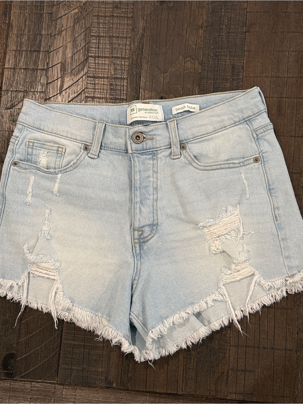 Re generation by Celebrity Pink Beach Babe Distressed Light Wash Raw Hem